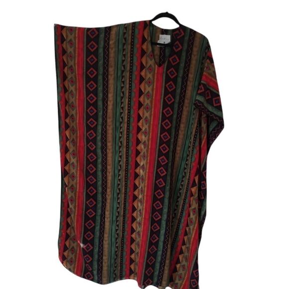 Ruth Norman Saks Fifth Ave vintage 80s caftan red/green Christmas colors - Picture 2 of 5